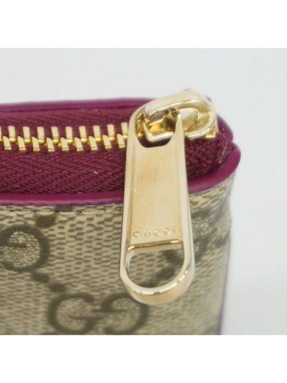 Gucci Coin Case GG Supreme Cat Detail Brown Bordeaux Gold - Picture 6 of 7
